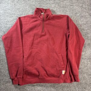Carhartt Sweatshirt Mens LT Big & Tall Red Fleece 1/4 Zip Mock Neck Pockets